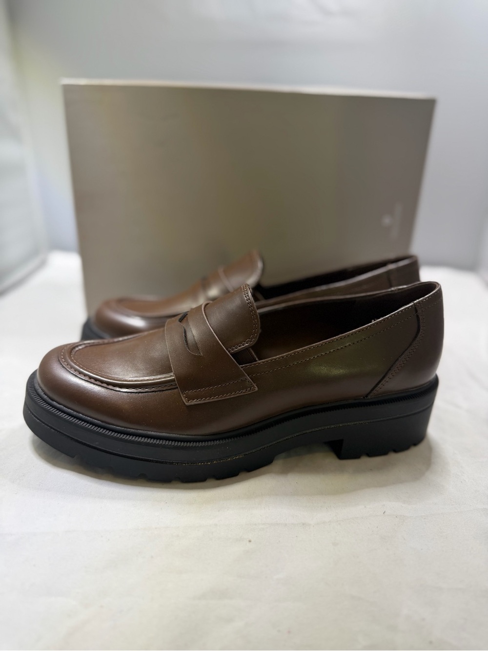 NIB Penny Loafers Platform MIA Girl Chocolate Brown Chunky Lug Sole Size 7.5